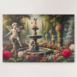 Quebra-cabeça Arte Romântica do Jardim do Cupido com Querubim e 