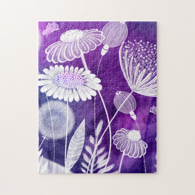 Quebra-cabeça Arte Roxa e Flor Selvagem Violeta (Vertical)