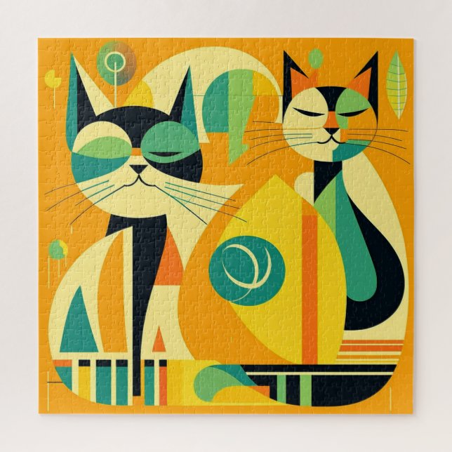 Quebra-cabeça Arte sobre gatos modernos do século médio: Formas  (Vertical)