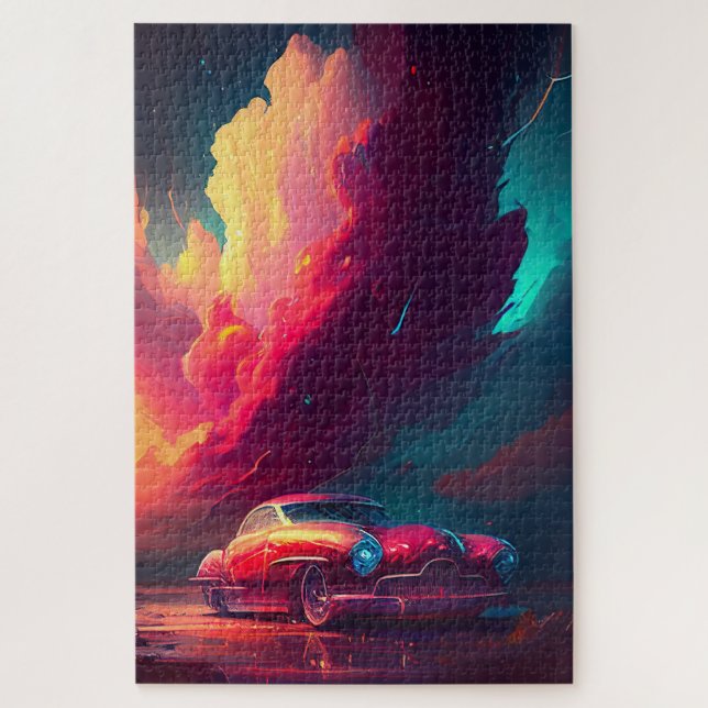 Quebra-cabeça Arte sobre o Retrato de Carro Digital Rodas (Vertical)