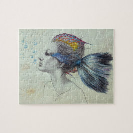 Quebra-cabeça Arte surreal de fantasia de peixe-mulher