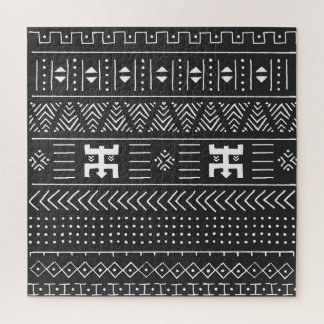 Quebra-cabeça Arte Tribal Africana: Preto Geométrico e Branco