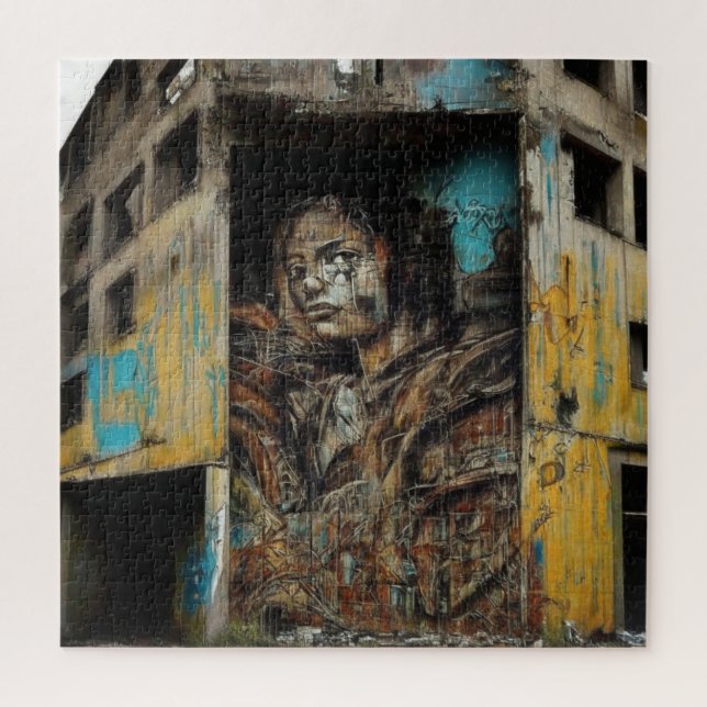 Quebra-cabeça Arte Urbana em Edifício Abandonado (Vertical)