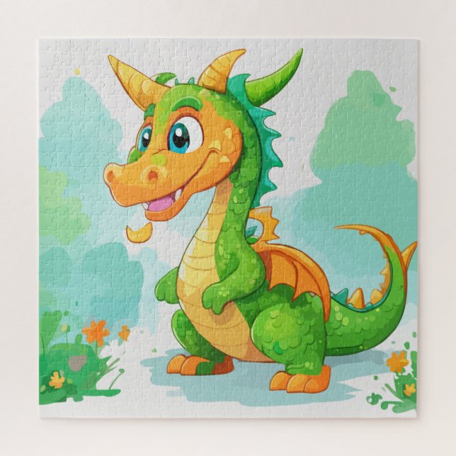Quebra-cabeça Arte verde dragão (Vertical)