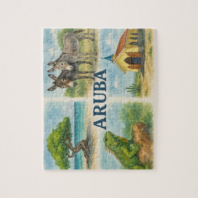 Quebra-cabeça Aruba multivisual aquarela (Vertical)