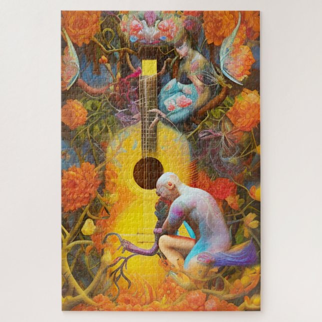 Quebra-cabeça Árvore Acústica de Violão com Homem (Vertical)