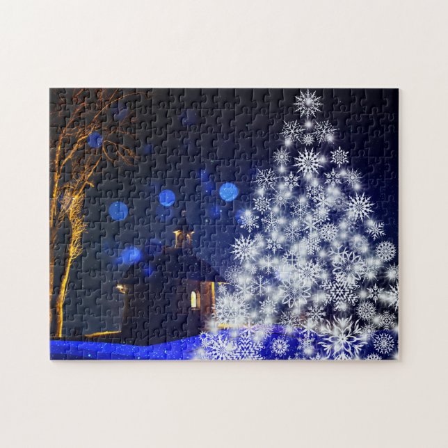 Quebra-cabeça Árvore branca de Natal (Horizontal)
