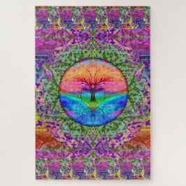 Quebra-cabeça Árvore calmante da vida em cores arco-íris