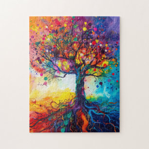 Quebra-cabeça Árvore colorida da vida Arte natural do Arco-Íris