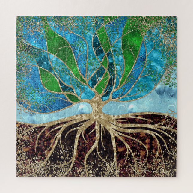 Quebra-cabeça Árvore da Vida - Vidro e Marble (Vertical)