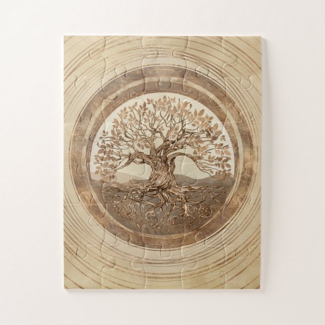 Quebra-cabeça Árvore da vida - Yggdrasil Pastel Dourado (Vertical)