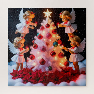 Quebra-cabeça Árvore de Natal Caprichosa Com Figurinhas de Anjo