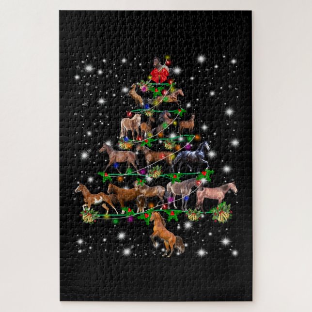 Quebra-cabeça Árvore De Natal De Cavalo Coberta Por Uma Lâmpada (Vertical)