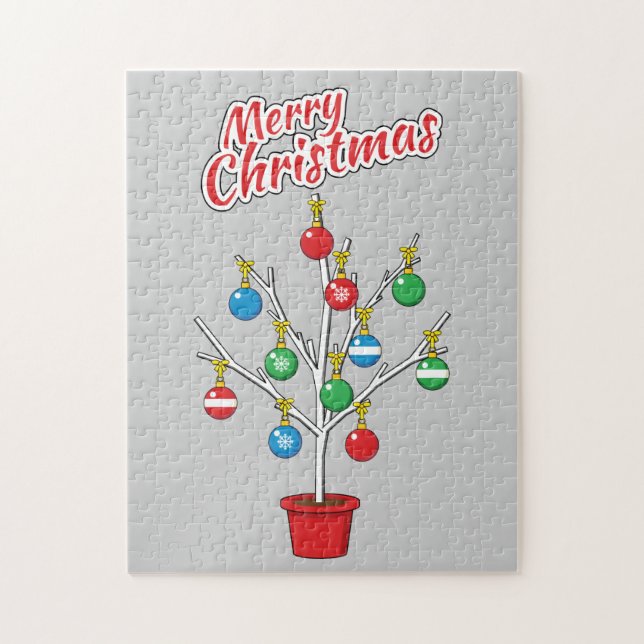 Quebra-cabeça Árvore de Natal de Galho Nu - Feliz Natal (Vertical)