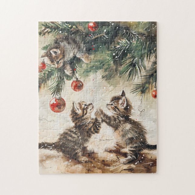 Quebra-cabeça Árvore de Natal de Gatinhos Frescos (Vertical)