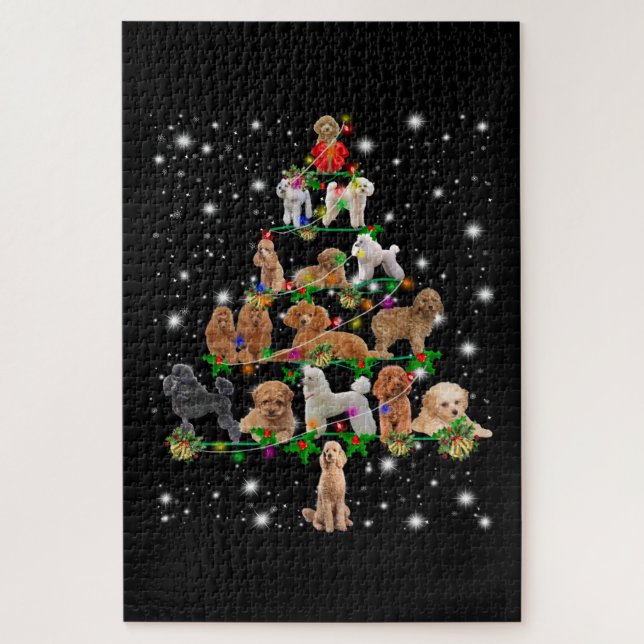Quebra-cabeça Árvore De Natal De Poodle Coberta Pela Lâmpada (Vertical)