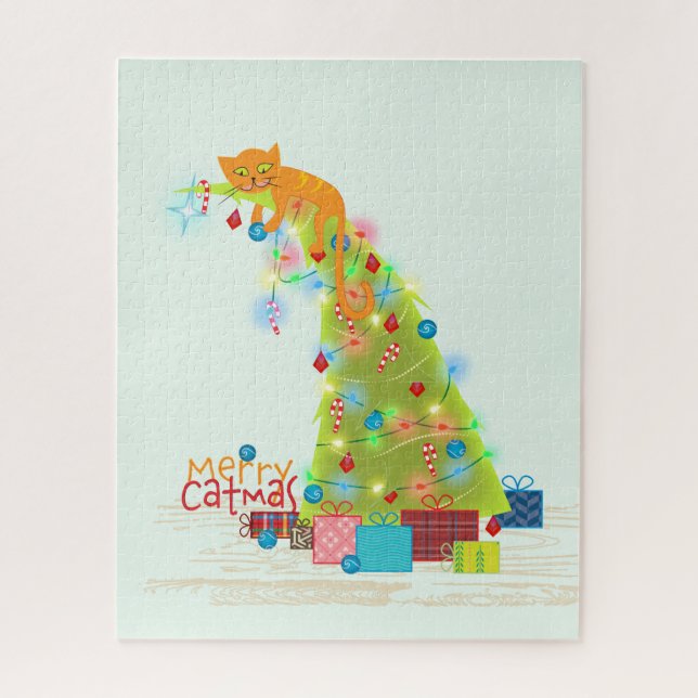Quebra-cabeça Árvore de Natal do Gato (Vertical)