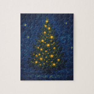 Quebra-cabeça Árvore de Natal Estrelada   Férias Pós-Impressioni