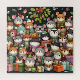 Quebra-cabeça Árvore de Natal Fofo Azevinho colorido Ratos