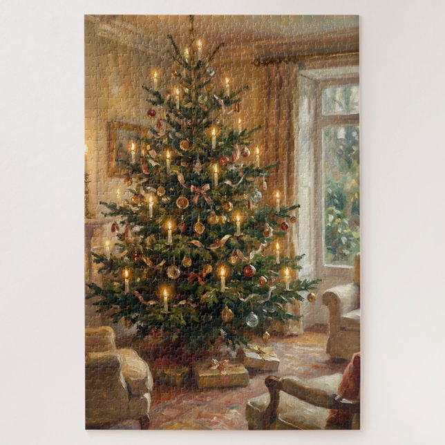 Quebra-cabeça Árvore de Natal Impressionista Arte ao Estilo de M (Vertical)