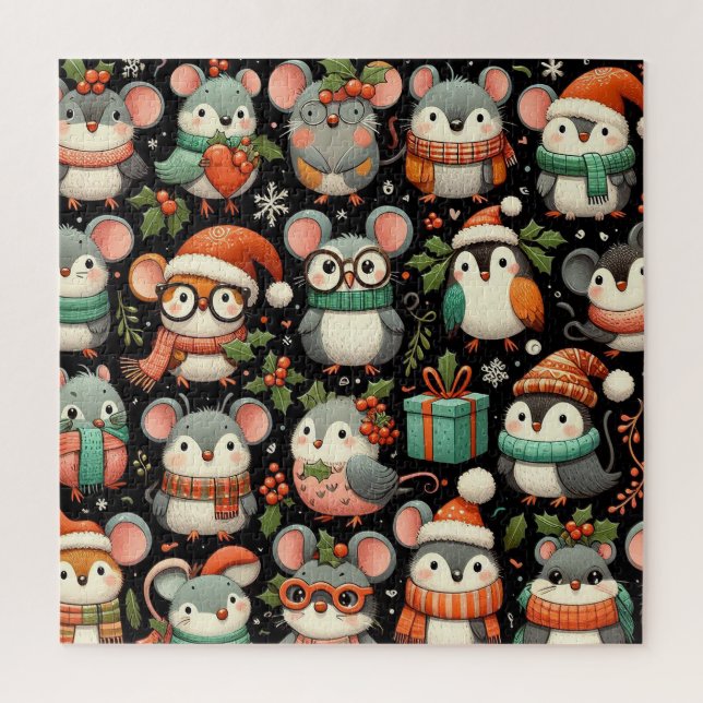 Quebra-cabeça Árvore de Natal Mistura Colorido Camundongos (Vertical)