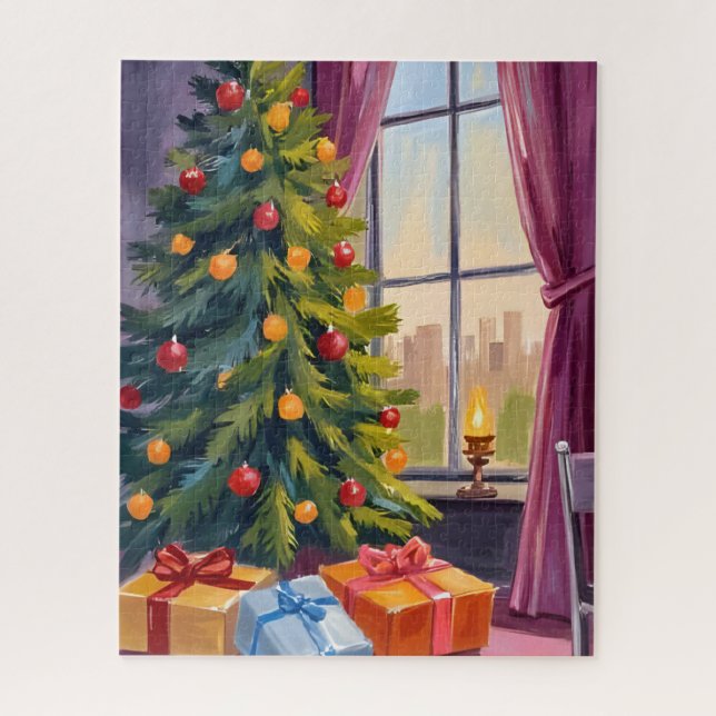 Quebra-cabeça Árvore de Natal Pintura de Férias Natalinas (Vertical)