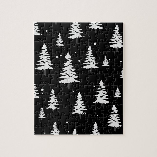 Quebra-cabeça Árvore de Natal Preta e Branca (Vertical)