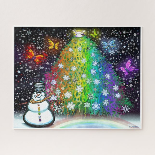 Quebra-cabeça Árvore de Natal Rainbow com Trimmmings (Horizontal)