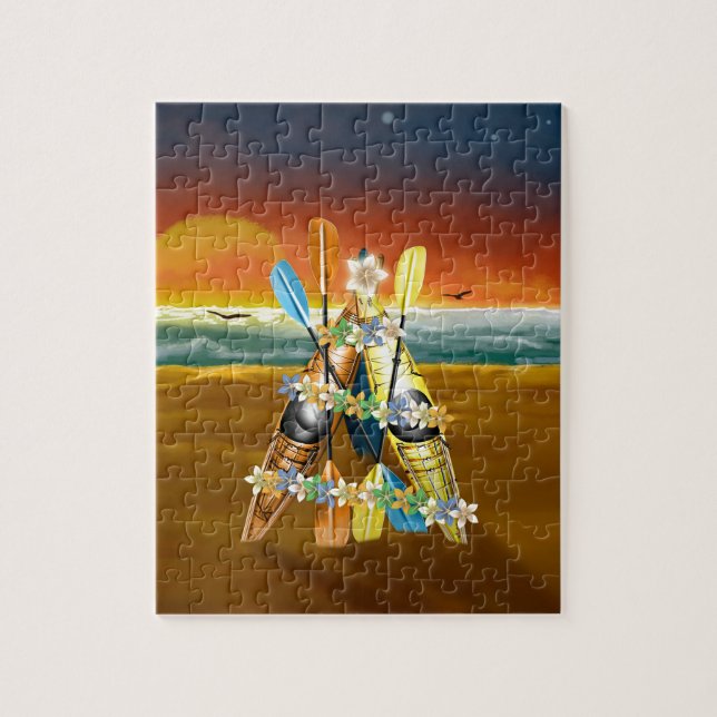 Quebra-cabeça Árvore de Natal Tropical de Kayak (Vertical)