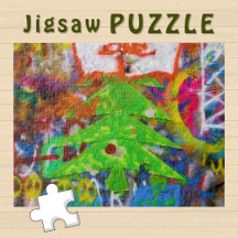 Árvore de Natal Verde em um Muro de Grafite -