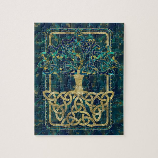 Quebra-cabeça Árvore de vida - Yggdrasil com símbolos de (Vertical)