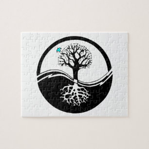 Quebra-cabeça Árvore de Yin Yang do preto & do branco da vida