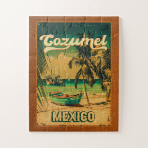 Quebra-cabeça Árvore Palm Cozumel Retro 80s Placa Mexicana
