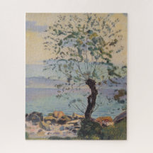 Árvore selvagem pelo lago (paisagem suíça)