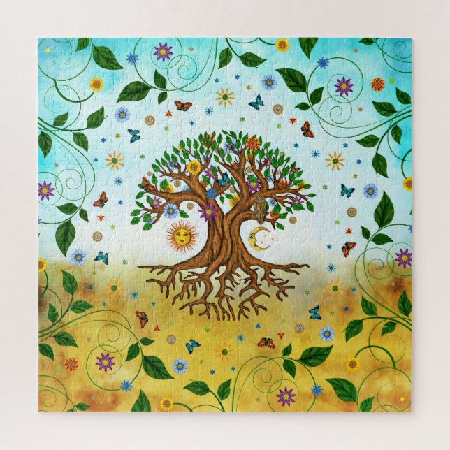 Quebra-cabeça Árvore Whimsical da Vida - Yggdrasil (Vertical)