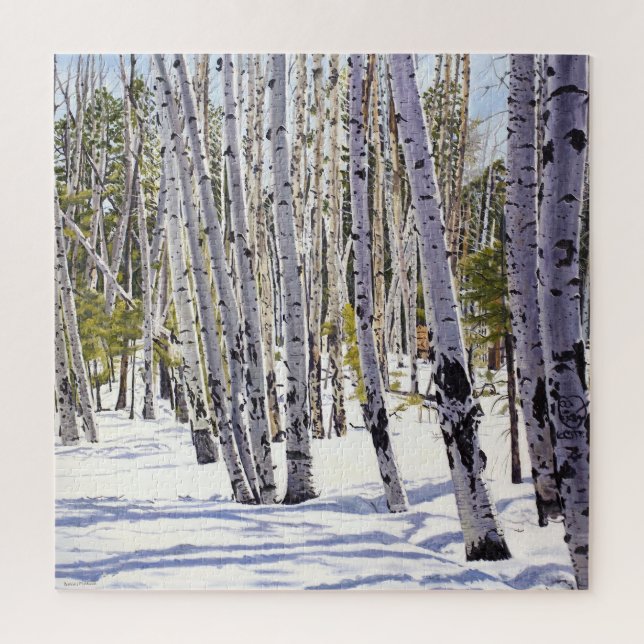 Quebra-cabeça Árvores de Aspen na Floresta (Vertical)