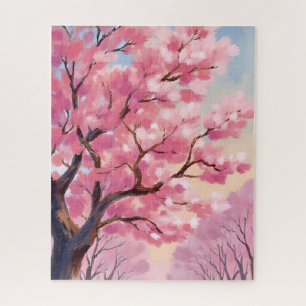 Quebra-cabeça Árvores de Cerejeira Pintura Floral Rosa
