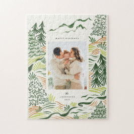 Quebra-cabeça Árvores de Natal ilustram fotos da família de féri