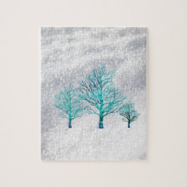 Quebra-cabeça Árvores e Cristais de Neve (Vertical)