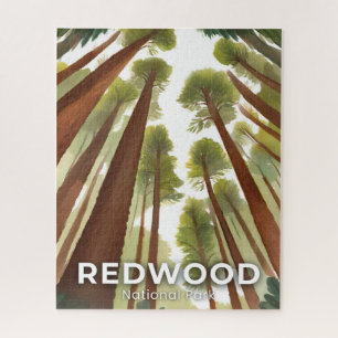 Quebra-cabeça Árvores Redwood   Parque Nacional Arte Aquarela