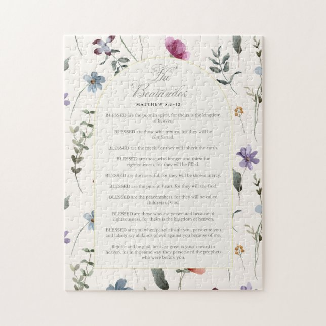 Quebra-cabeça As Bem-aventuranças Mateus 5:3–12 Escritura Floral (Vertical)