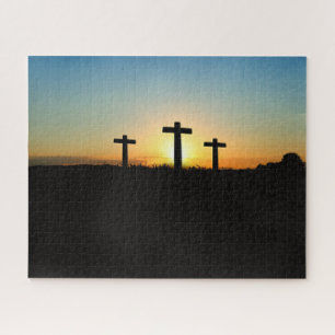 Quebra-cabeça As cruzes da crucificação no por do sol