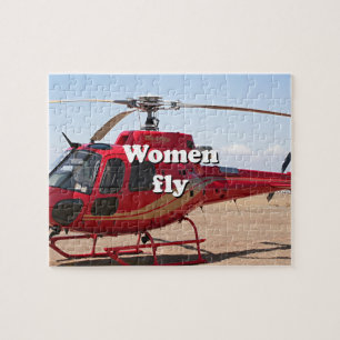 Quebra-cabeça As mulheres voam: helicóptero vermelho