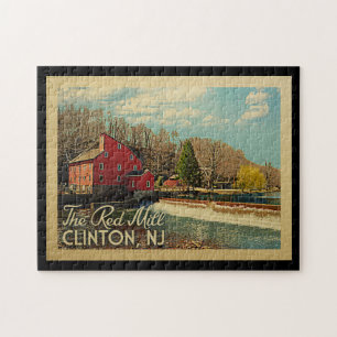 Quebra-cabeça As viagens vintage vermelhas de Clinton New-jersey