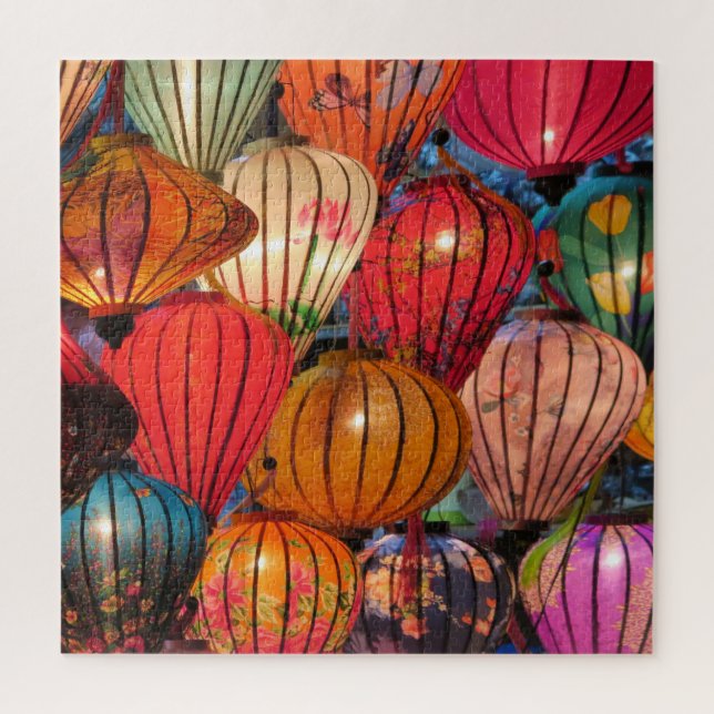 Quebra-cabeça ásia, lampão, festival, celebração, luz, (Vertical)