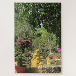 Quebra-cabeça asiático, vietnamita, arte, escultura, buda,