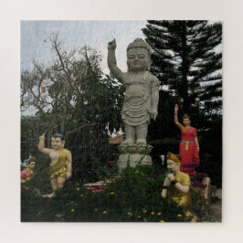 Quebra-cabeça asiático, vietnamita, arte, escultura, buda,