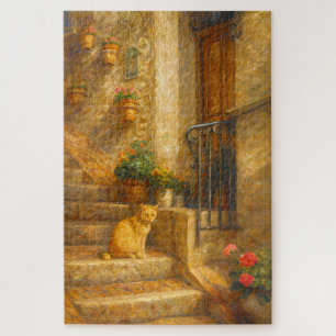 Quebra-cabeça Assisi Itália Gato Puzzle de Arte Fina Estilo Roco