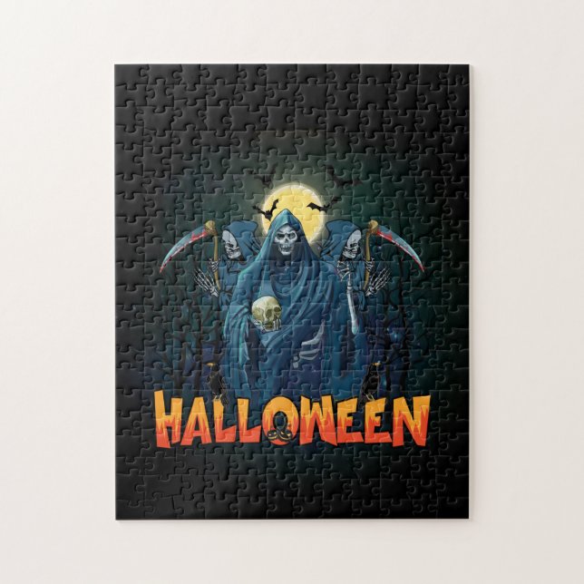Quebra-cabeça Assustador Esqueleto Noturno Halloween, Meu Humor  (Vertical)