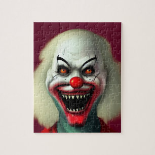 Quebra-cabeça assustador retrato de terror de palhaço monstro fe